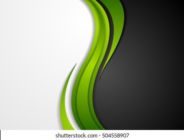 Abstract green black grey wavy background  Modern elegant waves vector graphic design