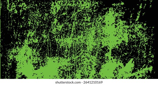 Abstract green and black grunge vector background. Dynamic design with distressed diagonal lines, halftone dots, and splatter textures, creating an energetic and edgy modern effect.Art