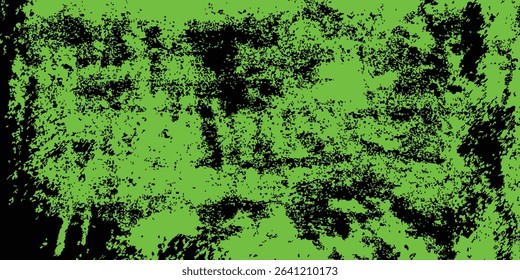 Abstract green and black grunge vector background. Dynamic design with distressed diagonal lines, halftone dots, and splatter textures, creating an energetic and edgy modern effect.Art