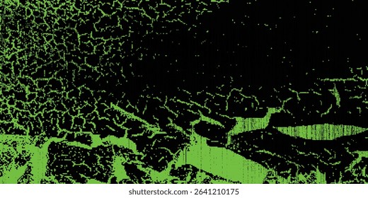 Abstract green and black grunge vector background. Dynamic design with distressed diagonal lines, halftone dots, and splatter textures, creating an energetic and edgy modern effect.Art