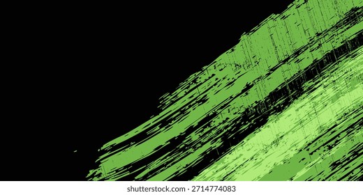 Abstractas fondo de Vector grunge verde y negro. Diseño dinámico con líneas diagonales angustiadas, puntos semitonos y texturas salpicadas, creando un efecto moderno enérgico y vanguardista.Arte