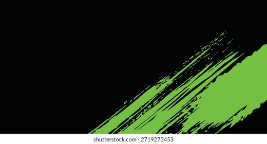 Abstractas fondo de Vector grunge verde y negro. Diseño dinámico con líneas diagonales angustiadas, puntos semitonos y texturas salpicadas, art.modern, abstracto