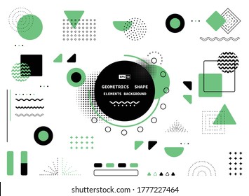 Abstract green and black memphis design of artwork element decorative background. Use for ad, poster, copy space of text. illustration vector eps10