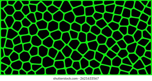 Abstract green and black pattern resembling a glowing bio-cell or mosaic grid, creating a modern, organic tech texture.

