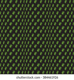 Abstract green black seamless pattern. Creating Illusion. Green on a black background