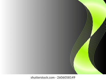 Abstract green and black wave design on gradient background