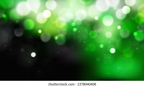 Abstract Green Black and White Bokeh Lights Background