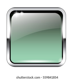 Abstract green blank rounded square background in a silver frame, with space for your text. Vector illustration.