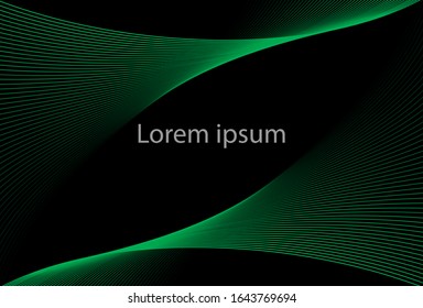 ABSTRACT GREEN BLEND LINE IN BLACK BACKGROUND VECTOR