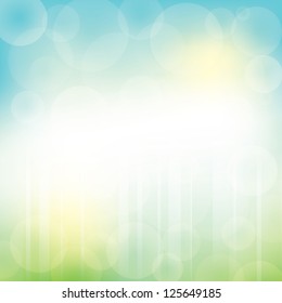 Abstract Green Blue Background with bokeh. Vector illustration
