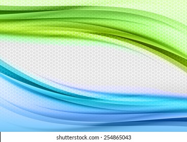 Abstract green and blue background with grey hexagon.