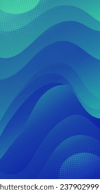 Abstract Green blue Background with Wavy Shapes. Modern vector background design. Dynamic Waves. Fluid shapes composition.  Fit for social media story template 