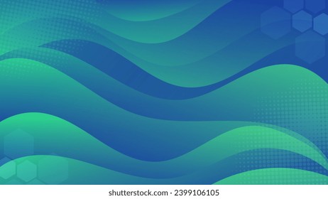 Abstrakter, grüner Hintergrund mit gewellten Formen. fließende und kurvige Formen. Dieses Objekt eignet sich für Hintergründe, Flyer, Poster und digitale Kunstprojekte.