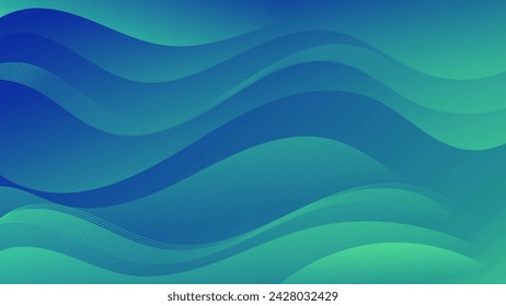 Abstract green blue Background with Wavy Shapes. flowing and curvy shapes. This asset is suitable for website backgrounds, flyers, posters, and digital art projects.