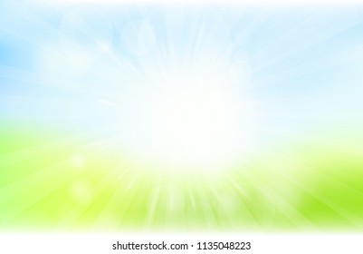 Abstract green and blue blurred gradient background. Nature blurred bokeh background with sunlight.Nature backdrop,Ecology concept for your graphic design, banner or poster