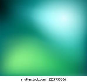 Abstract green and blue blurred gradient background with light. Nature backdrop. Vector illustration. Ecology concept for your graphic design, banner or poster
