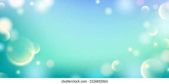 Abstract green and blue blurred gradient background. Spring background of nature. Vector illustration for your graphic design, banner or poster. Ecological concept.