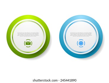 Abstract green and blue circle stickers. Vector design