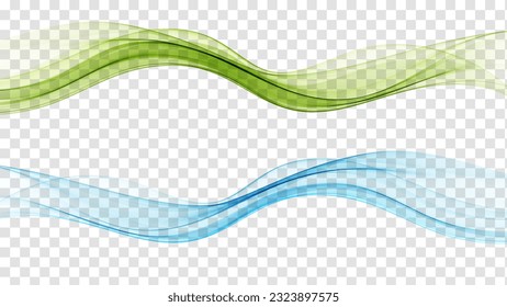 Abstract green and blue color wave.Vector flow of wavy transparent lines.