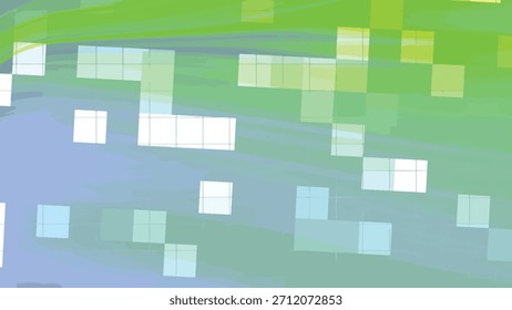 Abstract green and blue digital background with white squares and grid lines flowing slowly, Abstracts Twirl Blink Square, royalty stock.