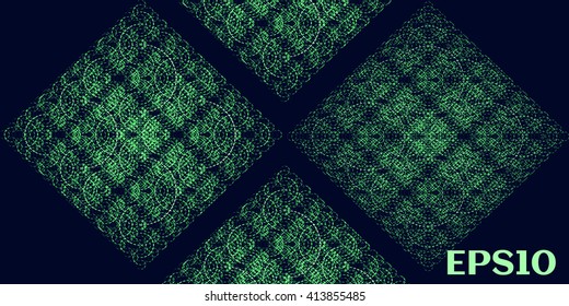 Abstract green and blue filamentous background.Vector illustration