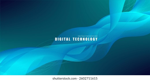 abstract green blue gradient background, business technology digital communication template, illustration element, future banner poster cover pattern creative graphic vector lines