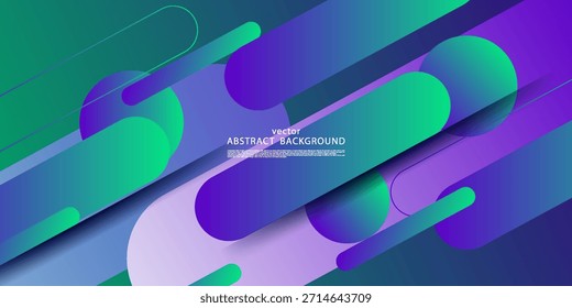 Abstrakter grüner und blauer Farbverlauf-Hintergrund mit einfachen Formen und Schatten. Beliebt und modern mit einem 3D-Rechteck-Konzept. EPS10-Vektor.