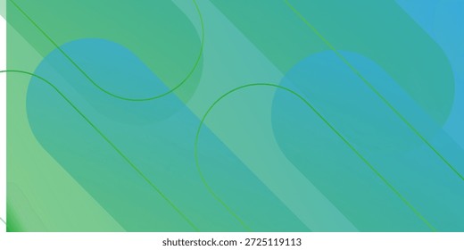 Fundo De Gradiente Verde E Azul Abstrato Com Linhas Curvas E Círculos Para Design Moderno