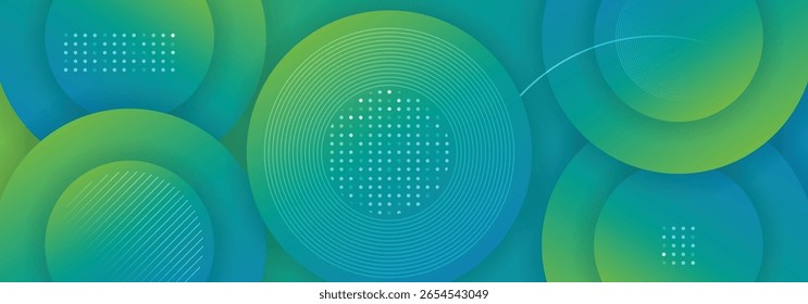 Abstract Green and Blue Gradient Circles Background.