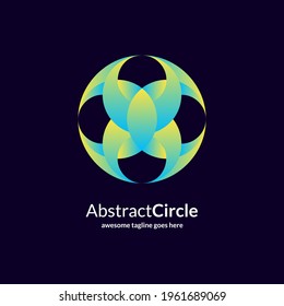 Abstract green and blue gradient color circle logo.