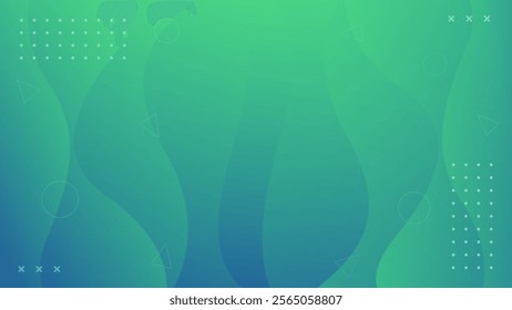 Abstract green and blue gradient fluid wave background. Modern geometric wallpaper. Template banner background for sales, business, ads, events, web, pages, and others