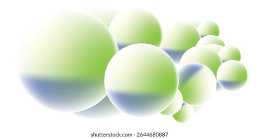 Abstract green and blue gradient spheres background