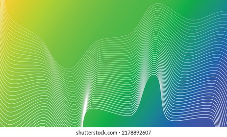 Abstract green blue graphic wavy lines color gradient background