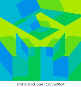 Abstract green and blue square vector background for web.