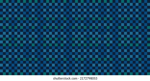 Abstract Green and Blue Squares Pattern, Checkered Texture on Dark Blue Background, Design Element in Editable Vector Format