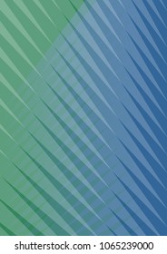 Abstract green and blue striped background, trendy diagonal strips