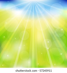 Abstract Green And Blue Vector Background With Beams