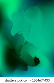 Abstract green and blue watercolor background, painted vector illustration like sea waves.  Abstract colorful oil paints.