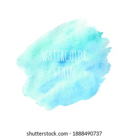 Abstract green and blue watercolor on white background. Colored splashes on paper. Hand drawn illustration