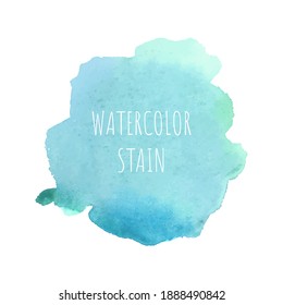 Abstract green and blue watercolor on white background. Colored splashes on paper. Hand drawn illustration