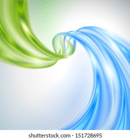 Abstract green and blue wave background