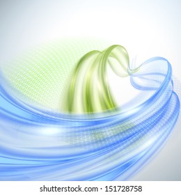 Abstract green and blue wave background