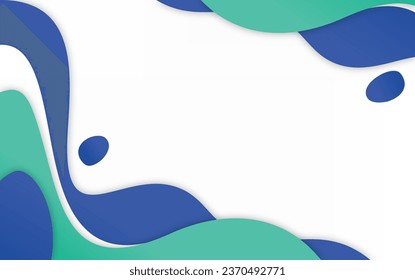 abstract green blue wave background with empty white space for text in the middle	