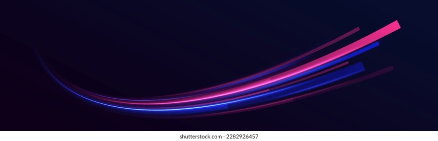 Abstract green blue wave light effect in perspective vector illustration. Magic luminous azure glow design element on dark background	