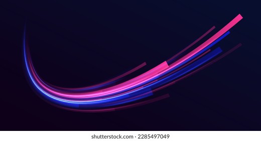 Abstract green blue wave light effect in perspective vector illustration. Magic luminous azure glow design element on dark background	