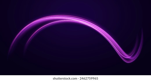 Abstract green blue wave light effect in perspective vector illustration png. Racing cars dynamic flash effects city road with long exposure night ligh.	
