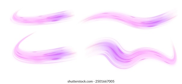 Abstract green blue wave light effect in perspective vector illustration png. Racing cars dynamic flash effects city road with long exposure night ligh.	