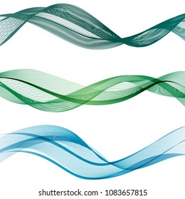 Abstract green and blue waves isolated on white.