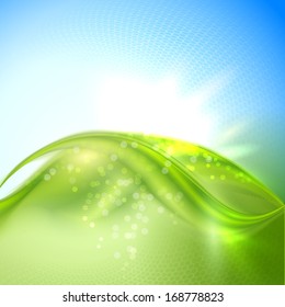 Abstract green and blue waving background