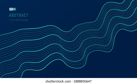 Abstract green and blue wavy pattern design of wavy decoration artwork template background with copy space. Futuristic technology  concept. Movement of sound dynamic style.  Vector illustration